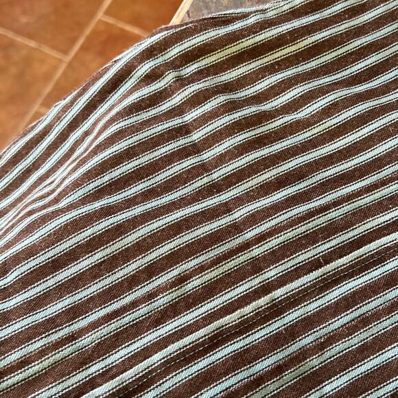 Tasha Polizzi Brown and White Striped Button Down Shirt - Picture 7 of 7